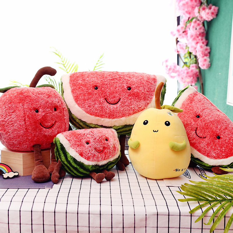 Custom Emoji Fruit Watermelon Pillow Cherry Plush Doll stuffed animal