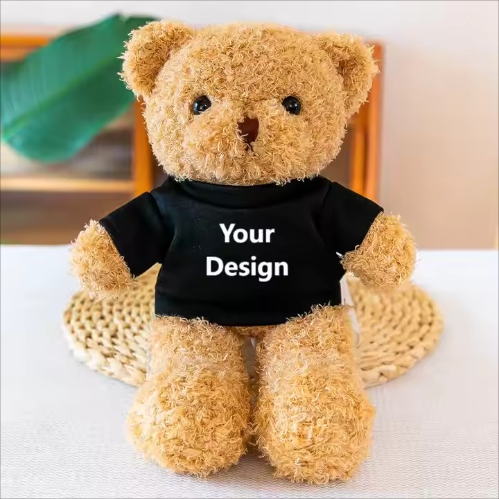 Custom Teddy Bear Plush Toy with Printed T-Shirt – Soft Promotional Stuffed Toy