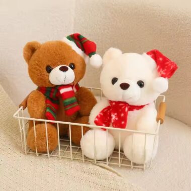 Custom Christmas Teddy Bear with Scarf Plush Toy