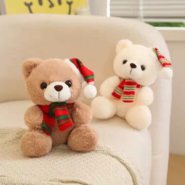 Custom Christmas Teddy Bear with Scarf Plush Toy