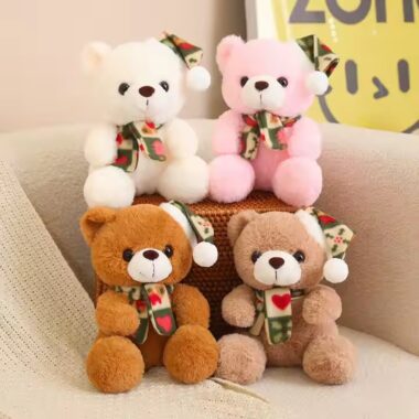 Custom Christmas Teddy Bear with Scarf Plush Toy