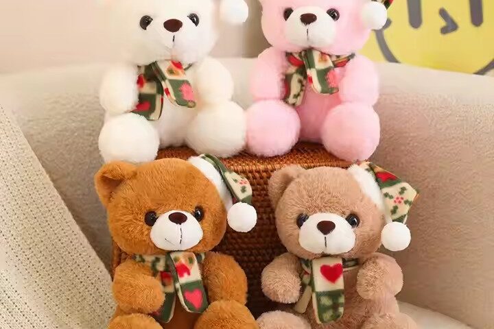 Custom Christmas Teddy Bear with Scarf Plush Toy