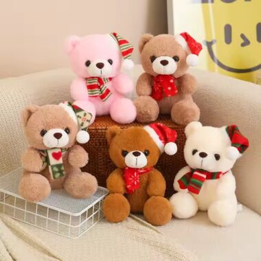 Custom Christmas Teddy Bear with Scarf Plush Toy