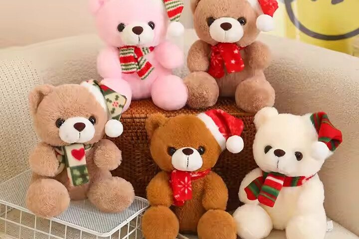 Custom Christmas Teddy Bear with Scarf Plush Toy