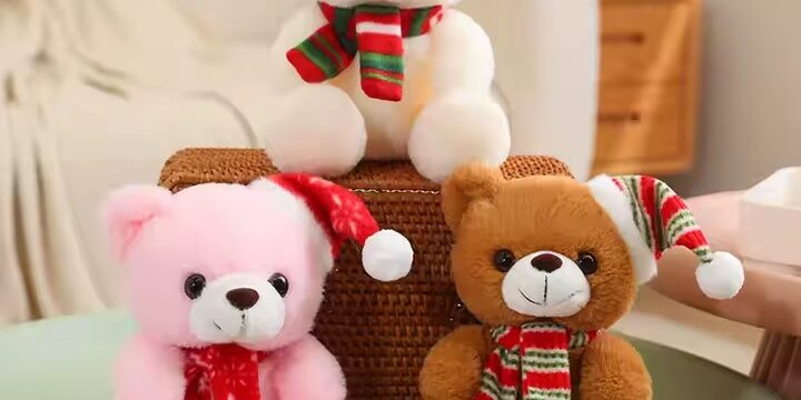 Custom Christmas Teddy Bear with Scarf Plush Toy