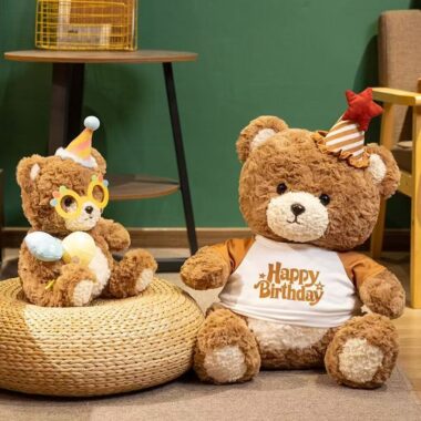 Soft birthday teddy bear plush doll designed for gifting