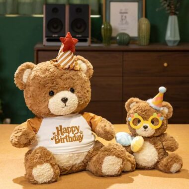 Soft birthday teddy bear plush doll designed for gifting