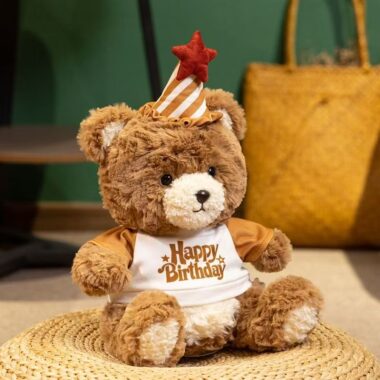 Soft birthday teddy bear plush doll designed for gifting