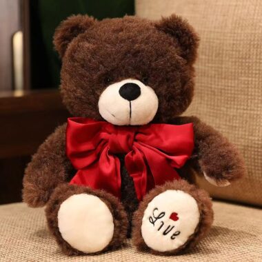 Cute bowtie teddy bear plush with soft hugging design