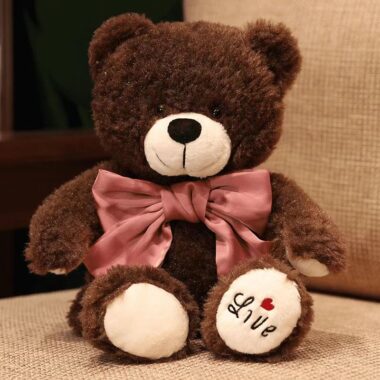 Cute bowtie teddy bear plush with soft hugging design