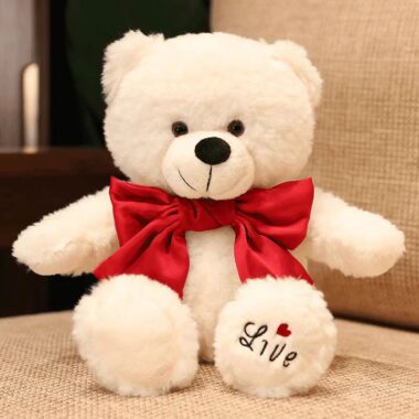 Cute bowtie teddy bear plush with soft hugging design