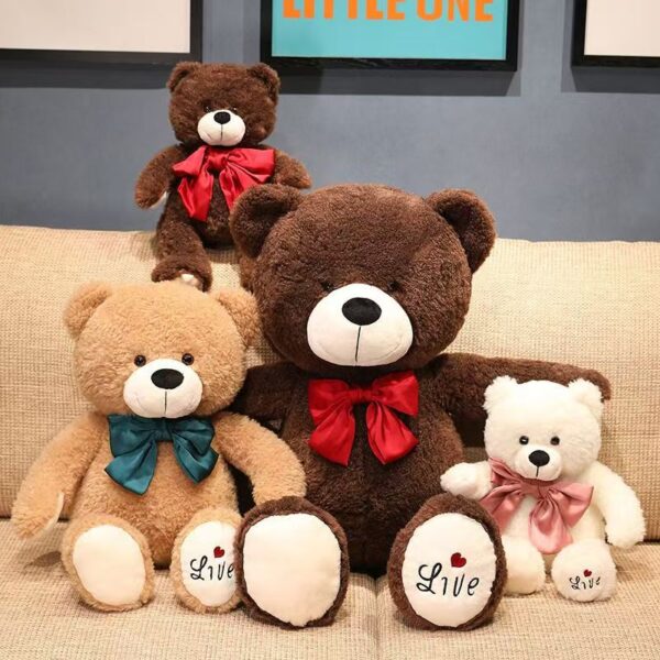 Cute bowtie teddy bear plush with soft hugging design