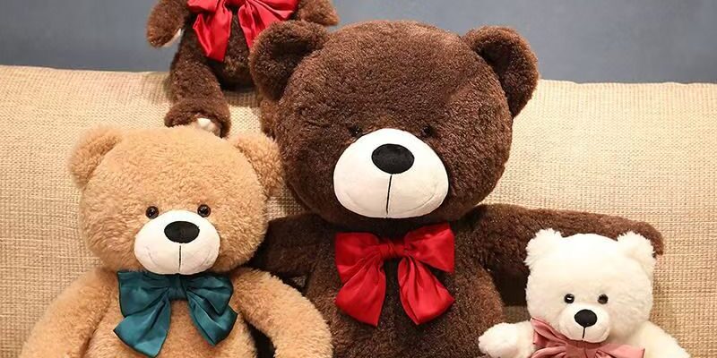 Cute bowtie teddy bear plush with soft hugging design