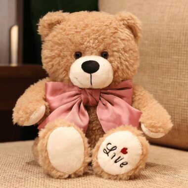 Cute bowtie teddy bear plush with soft hugging design