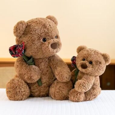 Cartoon cute teddy bear plush toy for gifting and decor