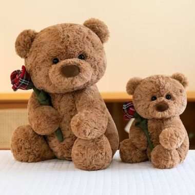 Cartoon cute teddy bear plush toy for gifting and decor