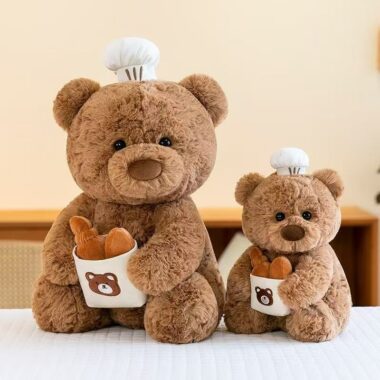 Cartoon cute teddy bear plush toy for gifting and decor