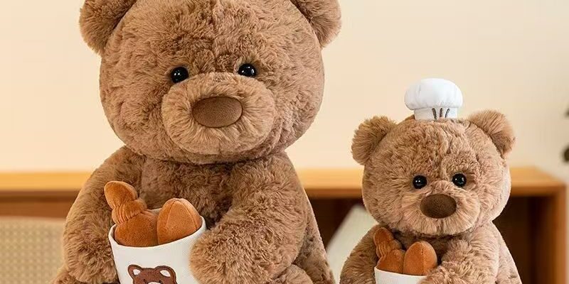 Cartoon cute teddy bear plush toy for gifting and decor