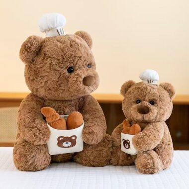 Cartoon cute teddy bear plush toy for gifting and decor