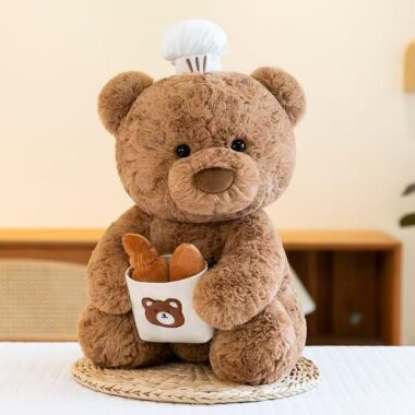 Cartoon cute teddy bear plush toy for gifting and decor