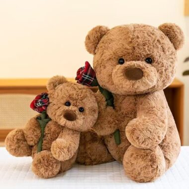 Cartoon cute teddy bear plush toy for gifting and decor