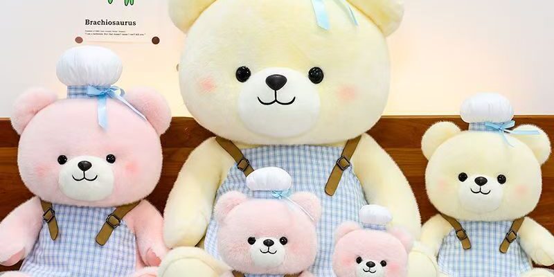 Cute chef teddy bear plush toy for gifting and décor