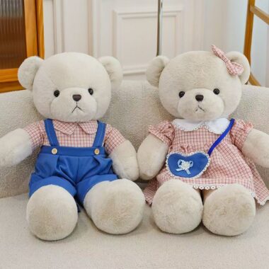 Cute couple teddy bear plush set for romantic gifts
