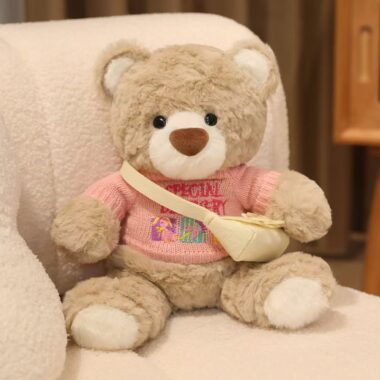 Cute birthday teddy bear plush designed for gifting displays