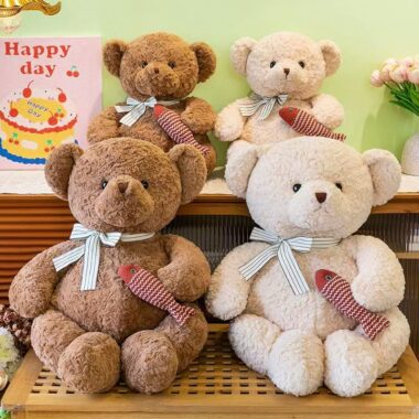 Cute fishing teddy bear plush toy for birthday gifting