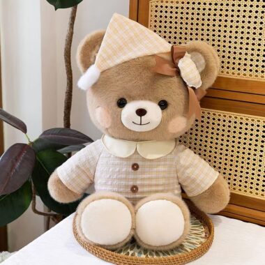 Cute teddy bear sleeping pillow plush for birthday gifts