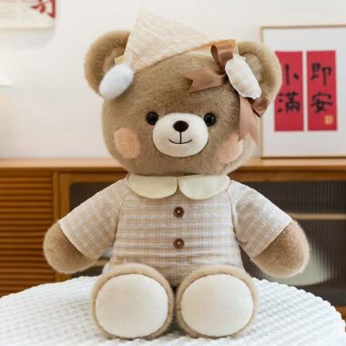 Cute teddy bear sleeping pillow plush for birthday gifts