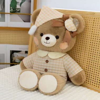 Cute teddy bear sleeping pillow plush for birthday gifts