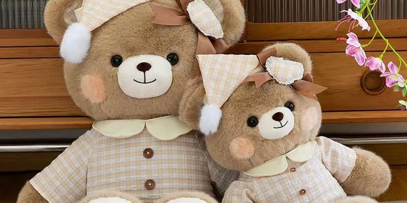 Cute teddy bear sleeping pillow plush for birthday gifts