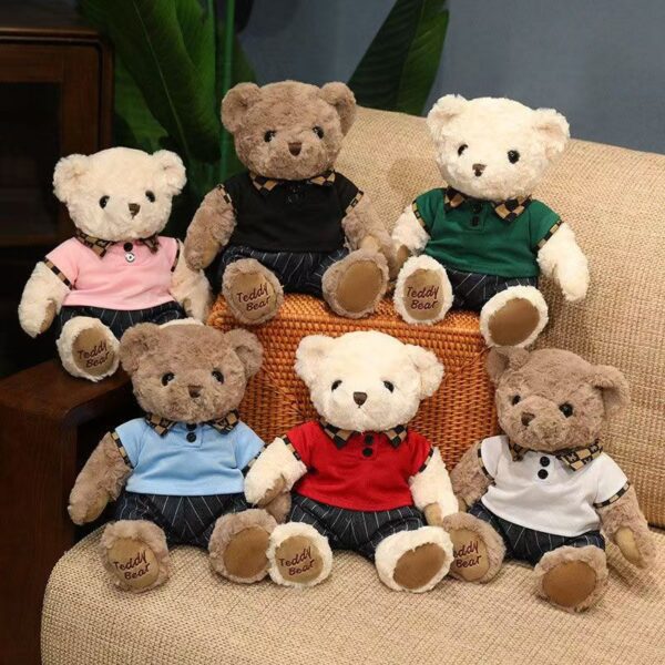 Cute dressed teddy bear plush doll designed for birthday gifts