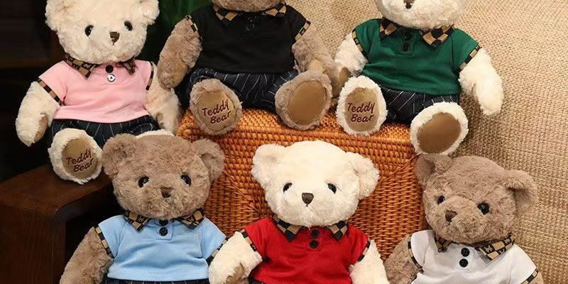 Cute dressed teddy bear plush doll designed for birthday gifts