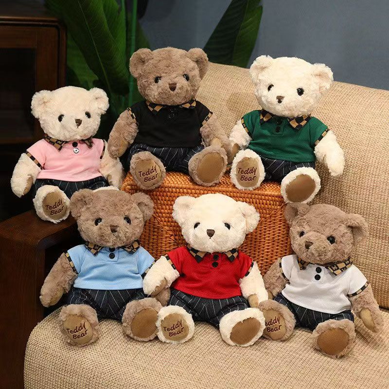 Cute dressed teddy bear plush doll designed for birthday gifts