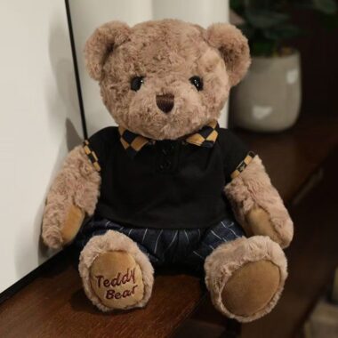 Cute dressed teddy bear plush doll designed for birthday gifts