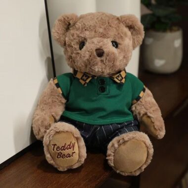 Cute dressed teddy bear plush doll designed for birthday gifts