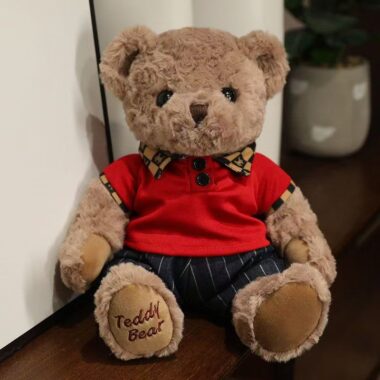 Cute dressed teddy bear plush doll designed for birthday gifts