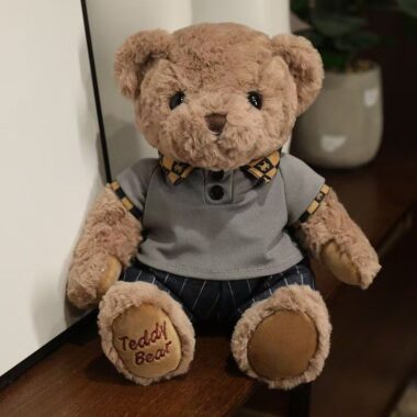 Cute dressed teddy bear plush doll designed for birthday gifts
