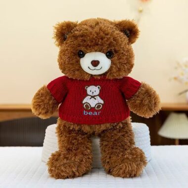 Festive cute teddy bear plush designed for holiday décor