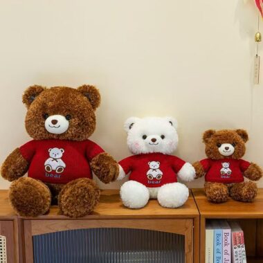 Festive cute teddy bear plush designed for holiday décor