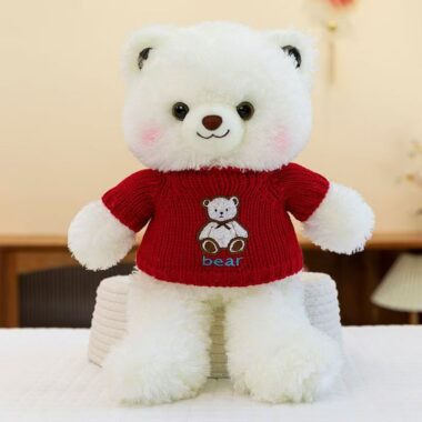 Festive cute teddy bear plush designed for holiday décor