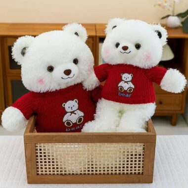 Festive cute teddy bear plush designed for holiday décor
