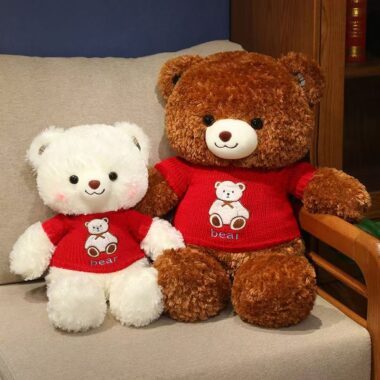 Festive cute teddy bear plush designed for holiday décor