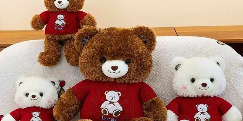 Festive cute teddy bear plush designed for holiday décor