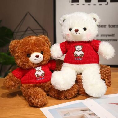 Festive cute teddy bear plush designed for holiday décor