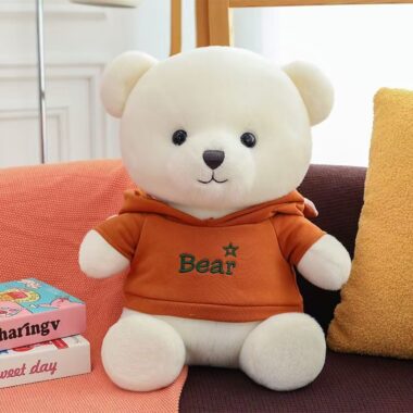 Cute hoodie teddy bear plush toy designed for gifting