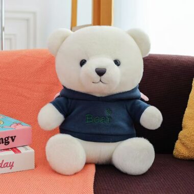 Cute hoodie teddy bear plush toy designed for gifting