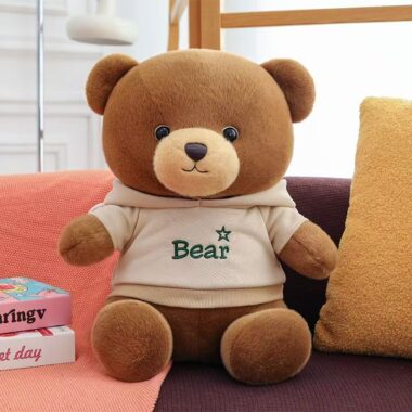 Cute hoodie teddy bear plush toy designed for gifting